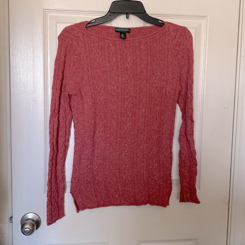 Lauren jeans co ralph lauren pink cable knit sweater small